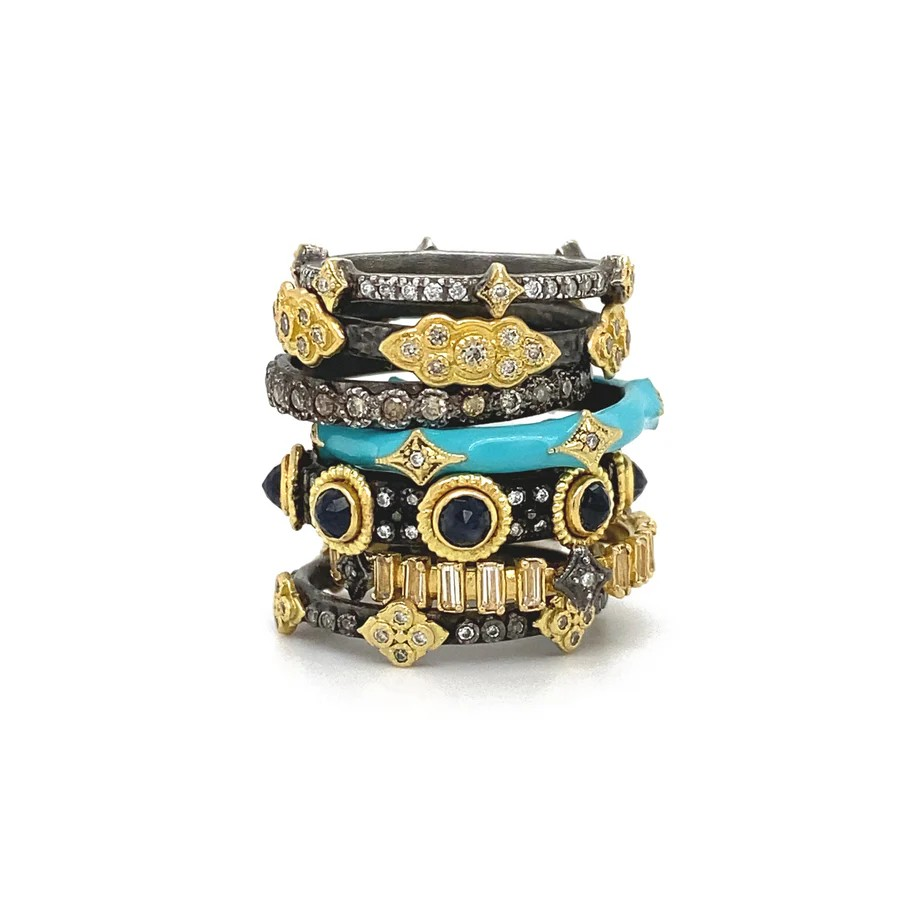 Blackened Silver Crivelli Stack Band Ring