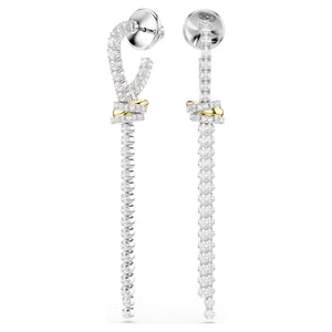 round cut stones drop earrings on a white background