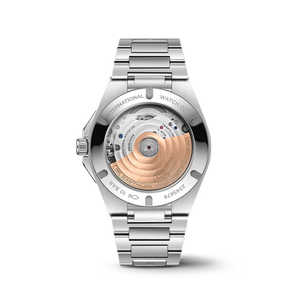 IWC caseback, rotor; text: INTERNATIONAL WATCH CO. SWISS MADE IWC SCHAFFHAUSEN MADE IN SWITZERLAND 10 BAR 2345678