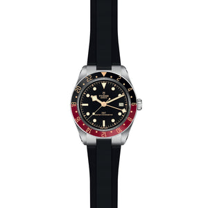 TUDOR Black Bay 58 GMT watch, dial text: TUDOR GENEVE GMT MASTER CHRONOMETER 28 SWISS MADE