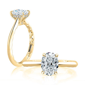 0.08ctw Hidden Halo Oval Solitaire Diamond Engagement Ring