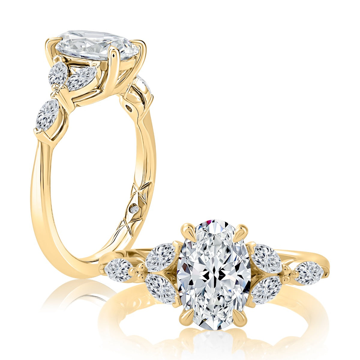 0.60ctw Floral Inspired Oval Engagement Ring