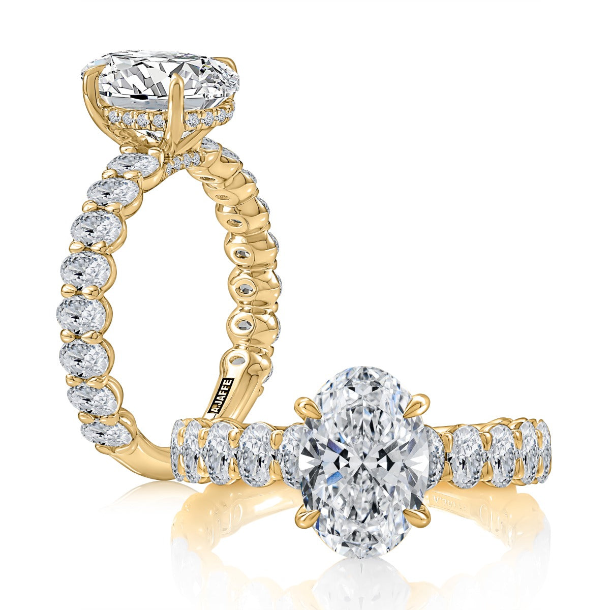 1.71ctw Hidden Halo Oval Center Engagement Ring