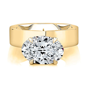 0.09ctw Modern East West Set Oval Diamond Solitaire Engagement Ring