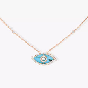 0.38ctw Rose Gold Lucky Eye Turquoise Diamond Necklace