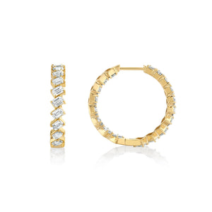 5.20ctw Montage Emerald Cut Hoop Earrings