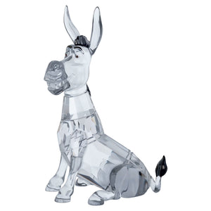 Side view of Shrek Donkey made with grey crystals on a white background