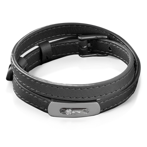 Graphite grey My Move calfskin strap & 18K white gold 0.08ctw My Move Motif Charm