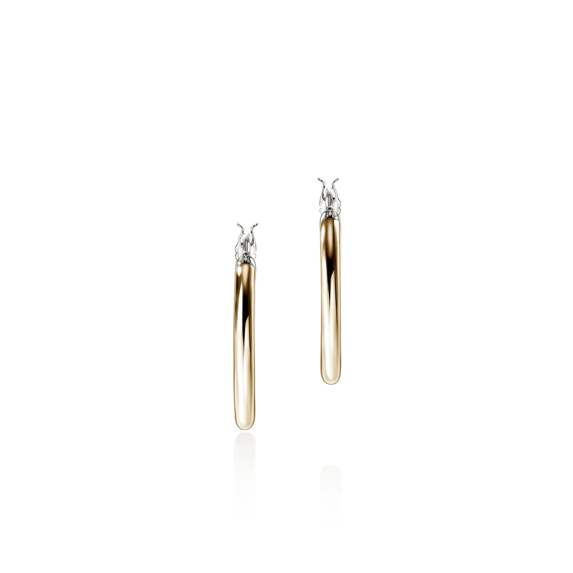 Squared Sterling Silver Hoop Earrings plated in 18K Gold main image 0