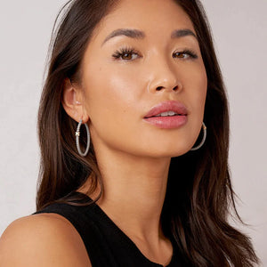 Large X Diamond Caviar Hoop Earrings