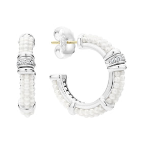 Ceramic and Diamond Hoop Earrings