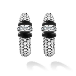 Ceramic Caviar Diamond Hoop Earrings