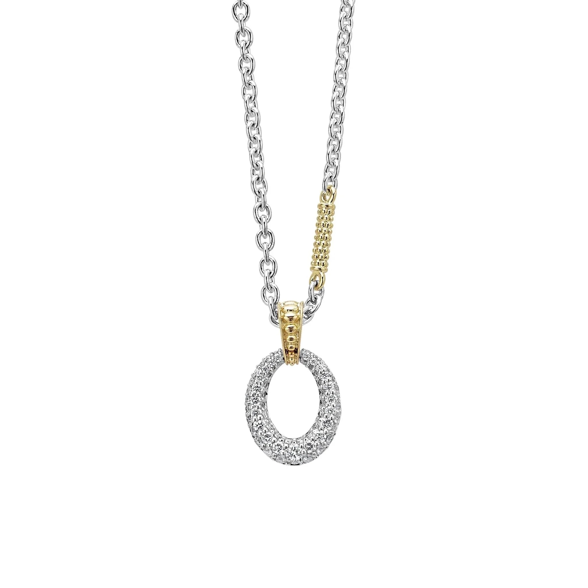 TwoTone Oval Diamond Pendant Necklace Gunderson's Jewelers