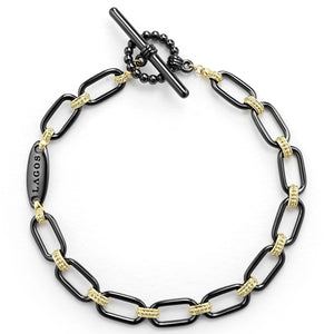 18K Gold and Black Ceramic Link Bracelet