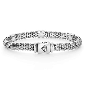 Three Station Silver X Diamond Bracelet | 6mm