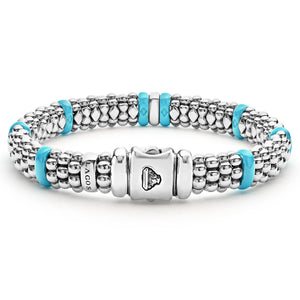 Single Station Diamond Caviar Bracelet | 9mm