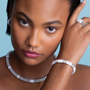 Three Station Ceramic Diamond Bracelet | 9mm