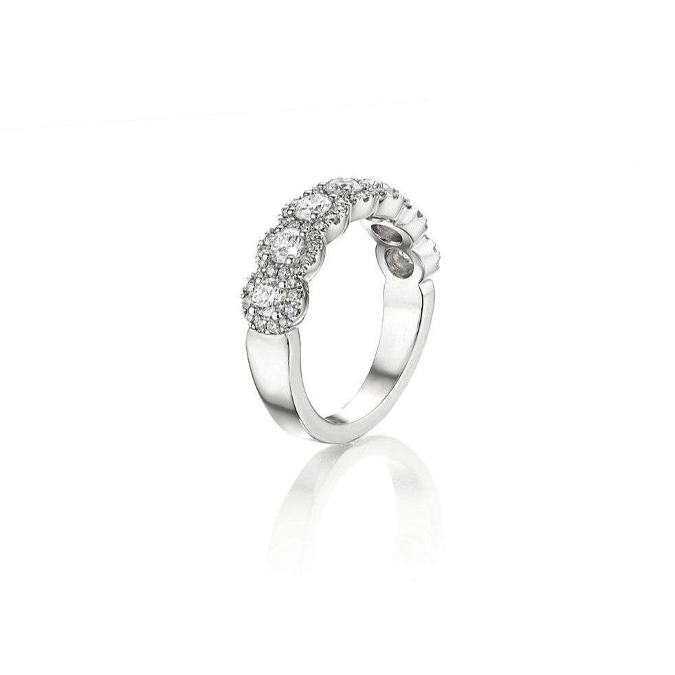 7 Stone Round Brilliant Diamond Halo Band - Gunderson's Jewelers