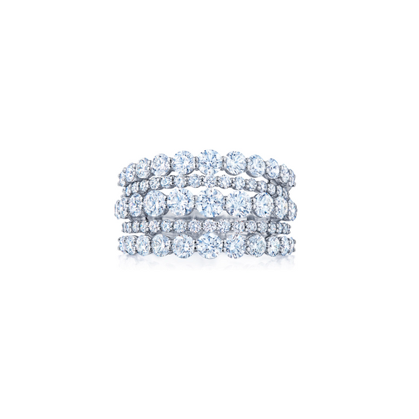 Five-Row Ring with Diamonds