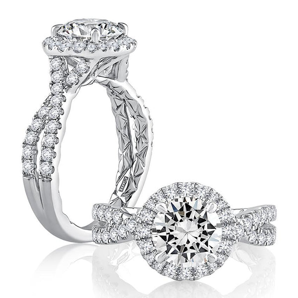 Diamond Halo and Diamond Twist Engagement Ring - Gunderson's Jewelers