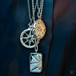 Global Compass Charm with Sapphires - Gunderson's Jewelers