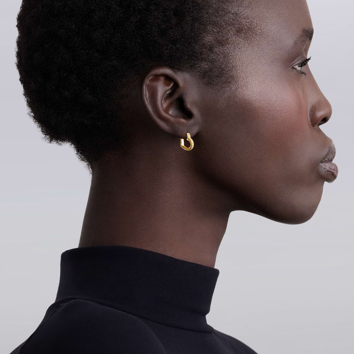 18K Gold Caviar Heart Huggie Earrings