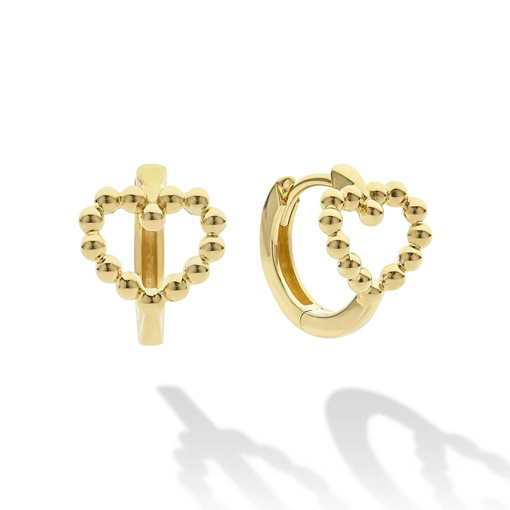 18K Gold Heart Huggie Earrings