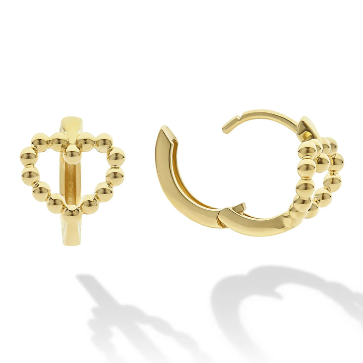 18K Gold Heart Huggie Earrings