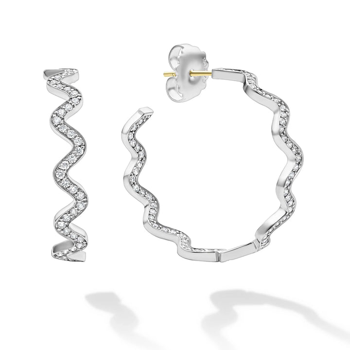 Large Wave Diamond Hoop Earrings