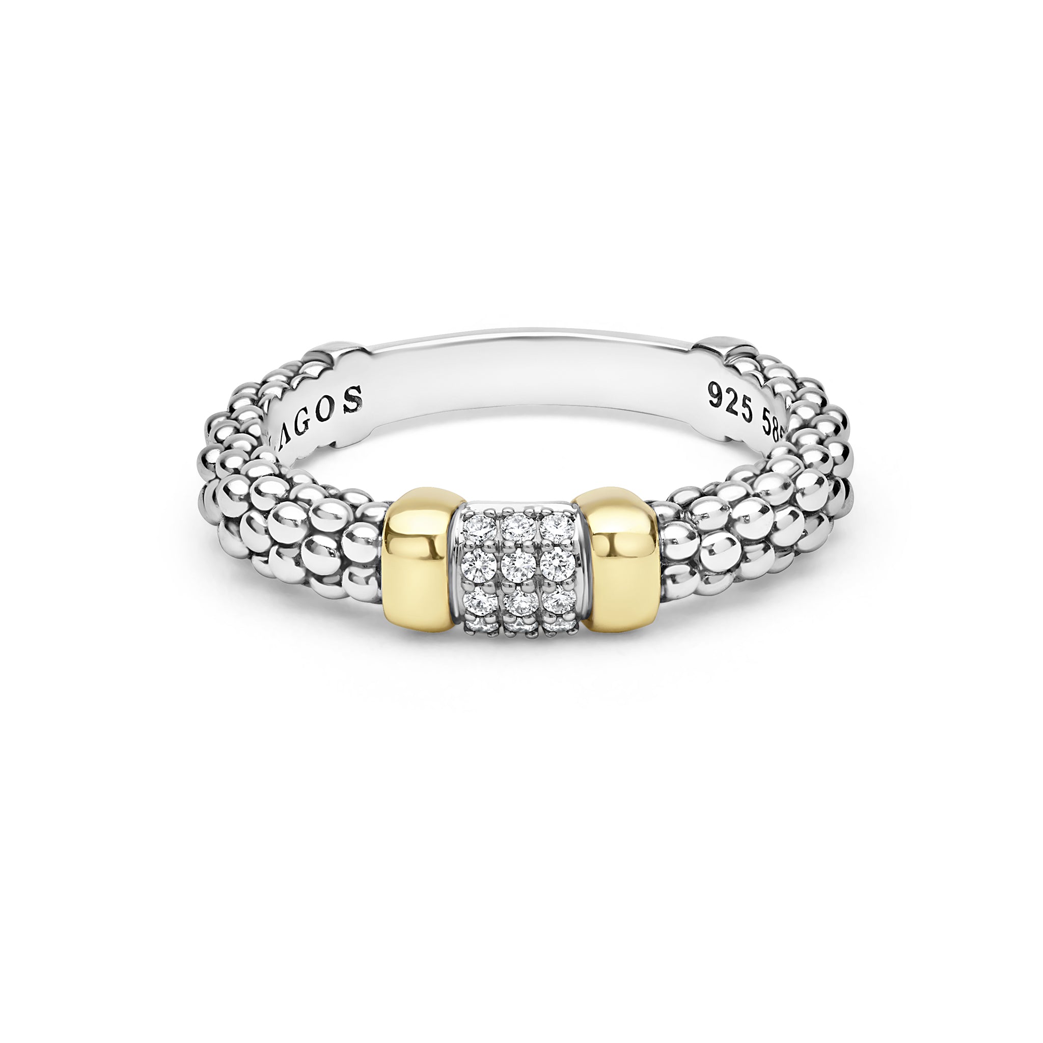 Two-Tone Small Diamond Station Ring