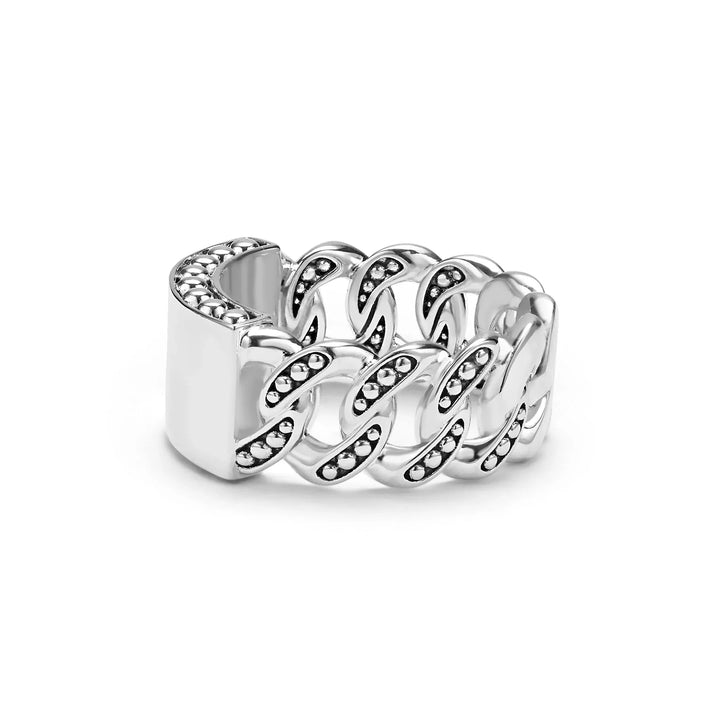 Silver Engravable Curb Link Ring
