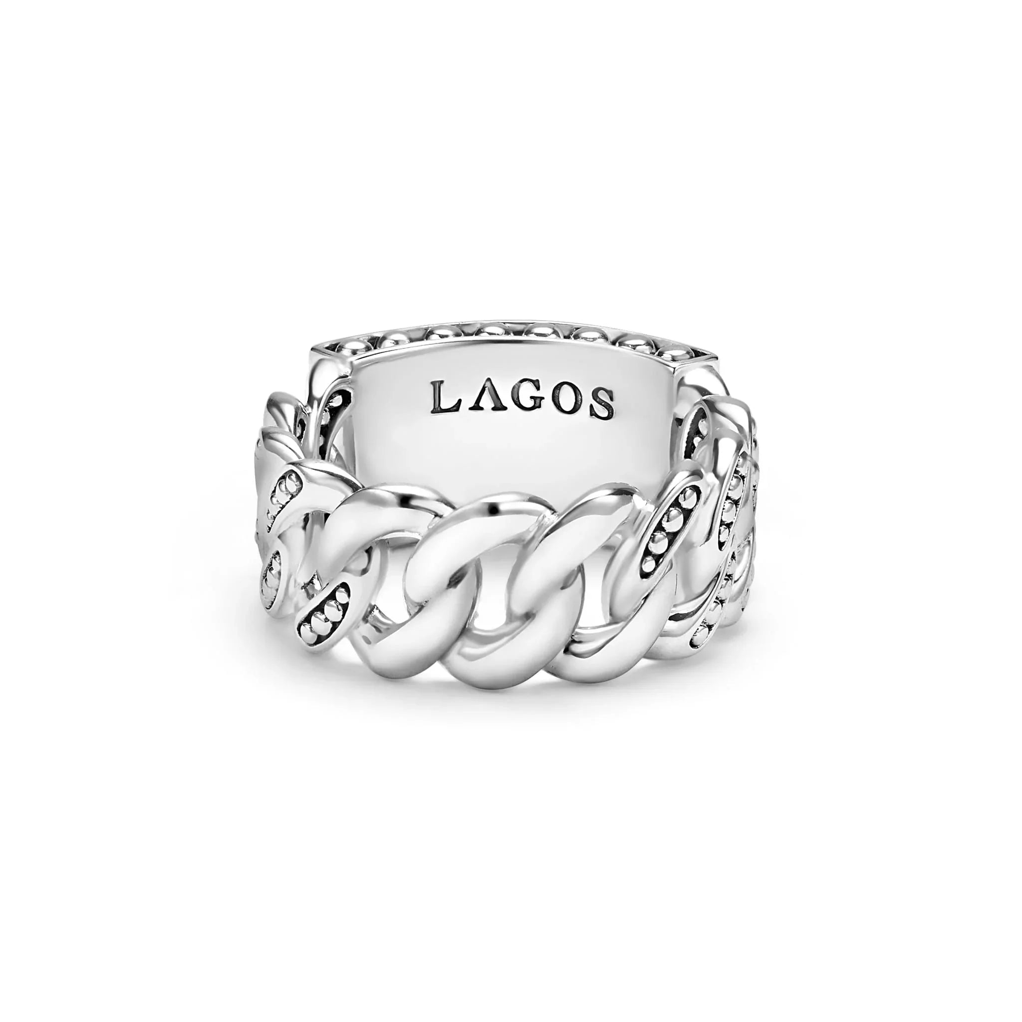 Silver Engravable Curb Link Ring