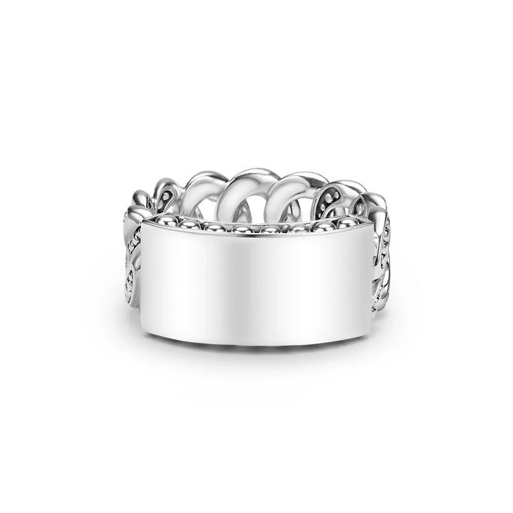 Silver Engravable Curb Link Ring