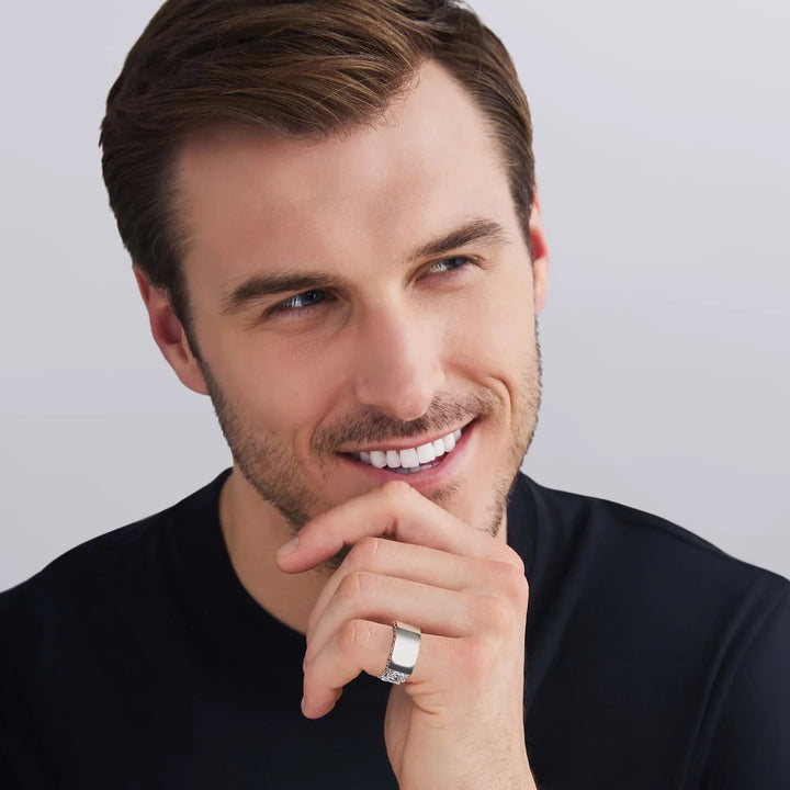 Silver Engravable Curb Link Ring