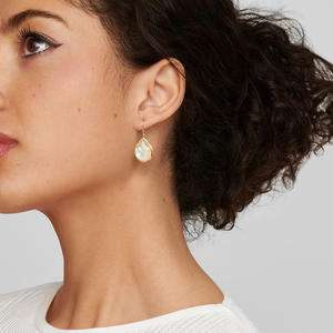 18K Gold Medium Mother-of-Pearl Teardrop Earrings