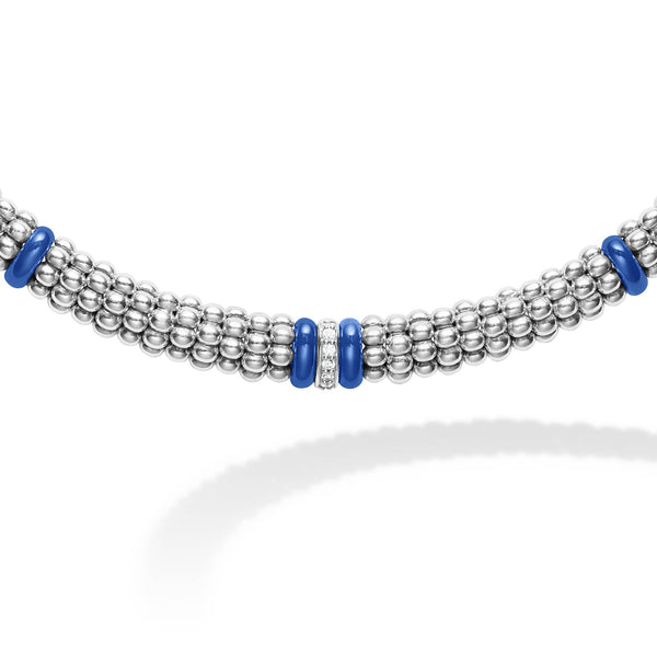 Ultramarine Single Station Diamond Caviar Necklace