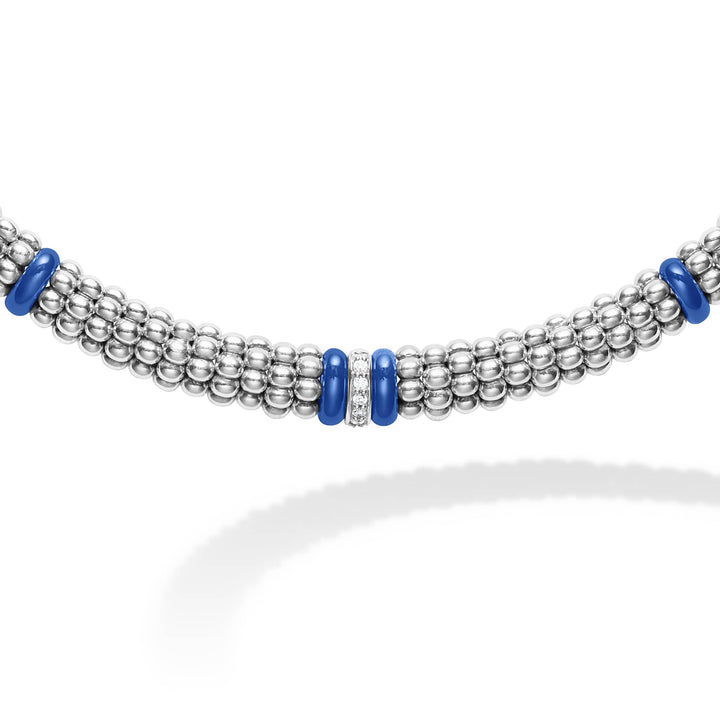 Ultramarine Single Station Diamond Caviar Necklace