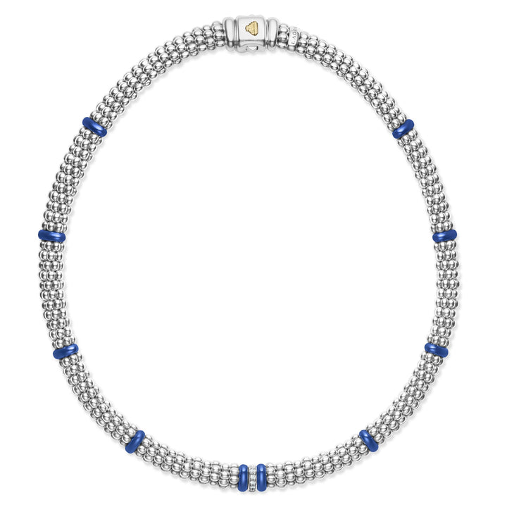 Ultramarine Single Station Diamond Caviar Necklace