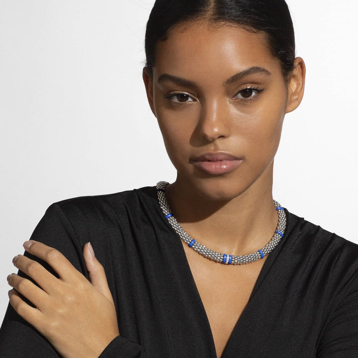 Ultramarine Single Station Diamond Caviar Necklace