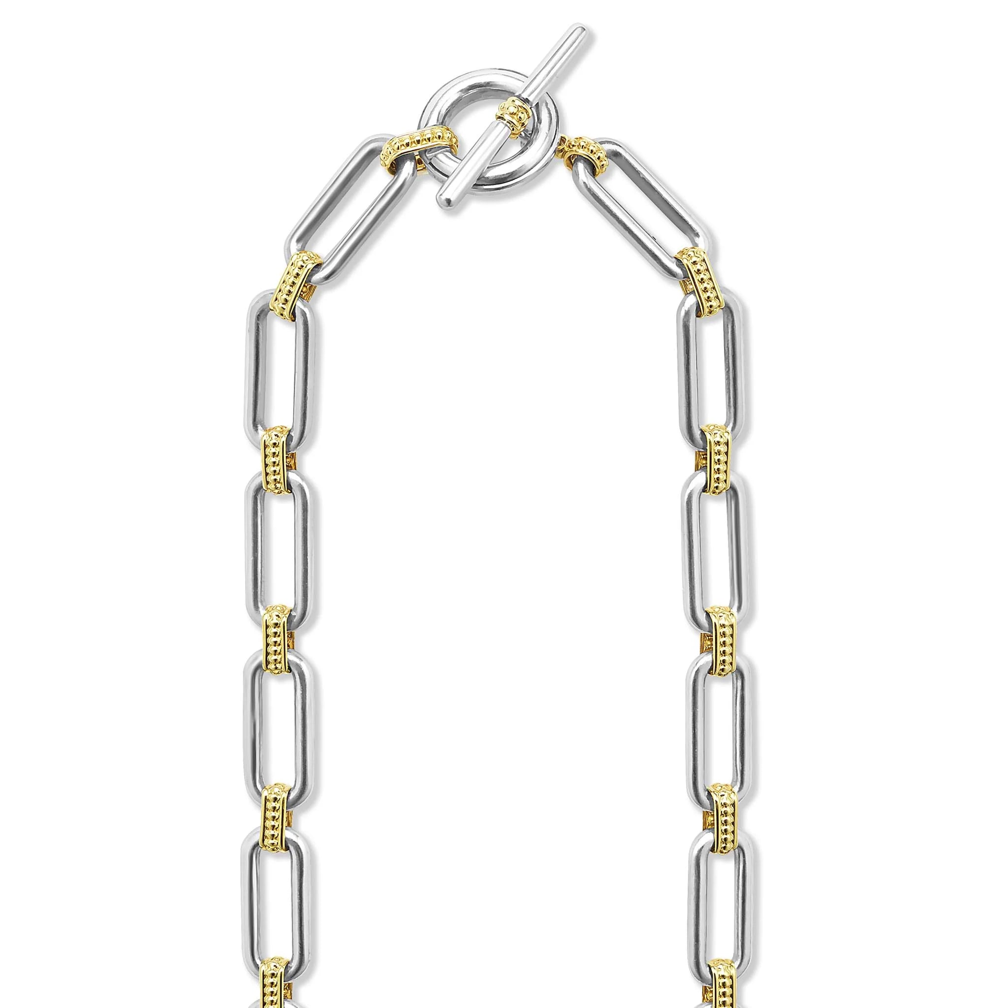 Two-Tone Link Single Station Diamond Necklace