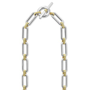 Two-Tone Link Single Station Diamond Necklace