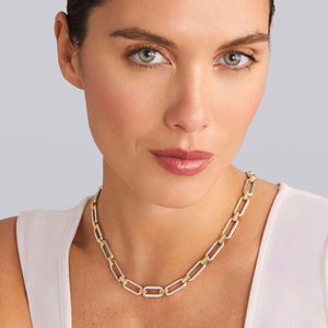 Two-Tone Link Single Station Diamond Necklace