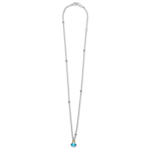 Two-Tone Swiss Blue Topaz Oval Pendant Necklace