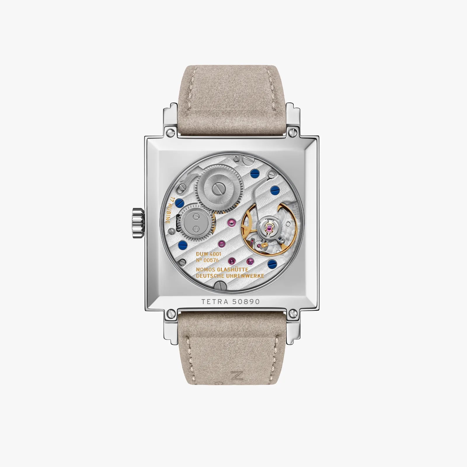 Watch with a detailed mechanical movement on a white background