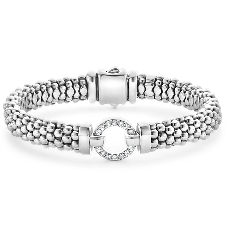 Diamond Circle Caviar Bracelet | 9mm