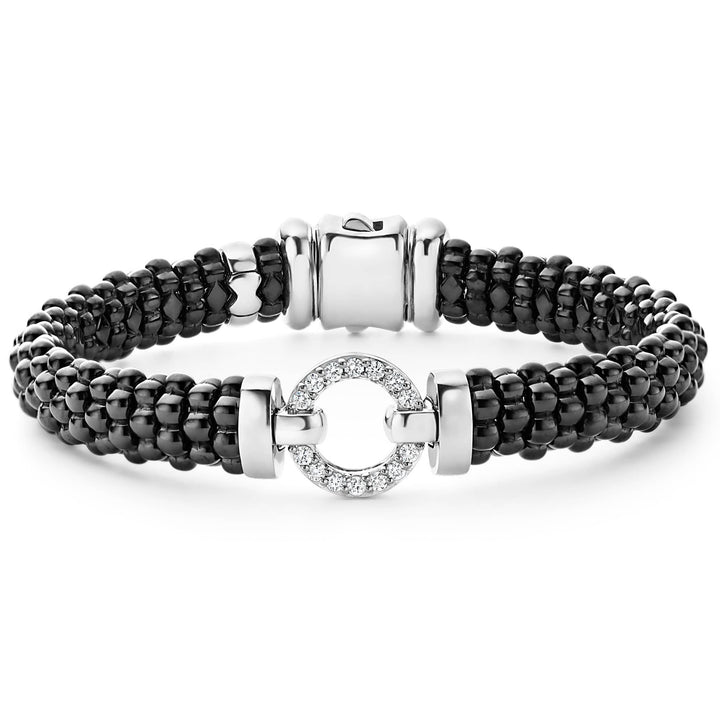 Black Ceramic Diamond Circle Bracelet | 9mm