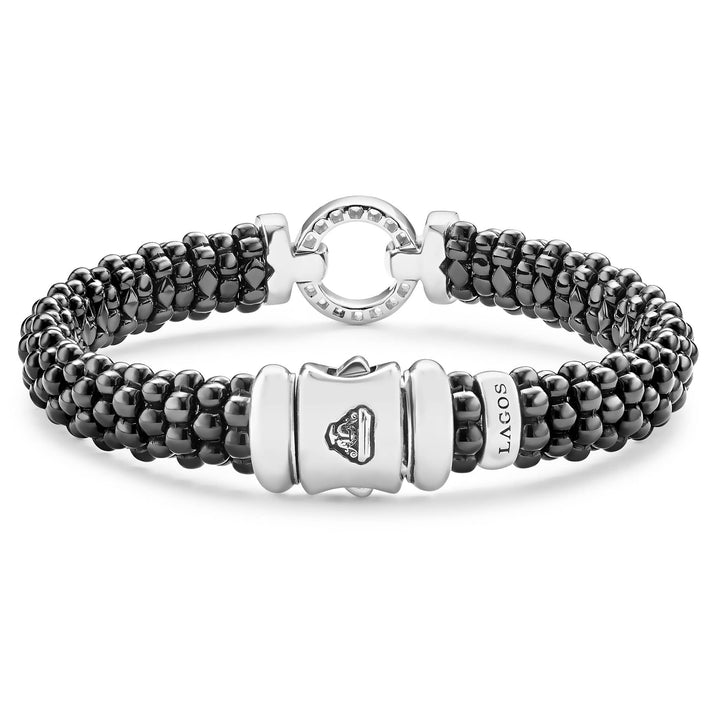 Black Ceramic Diamond Circle Bracelet | 9mm