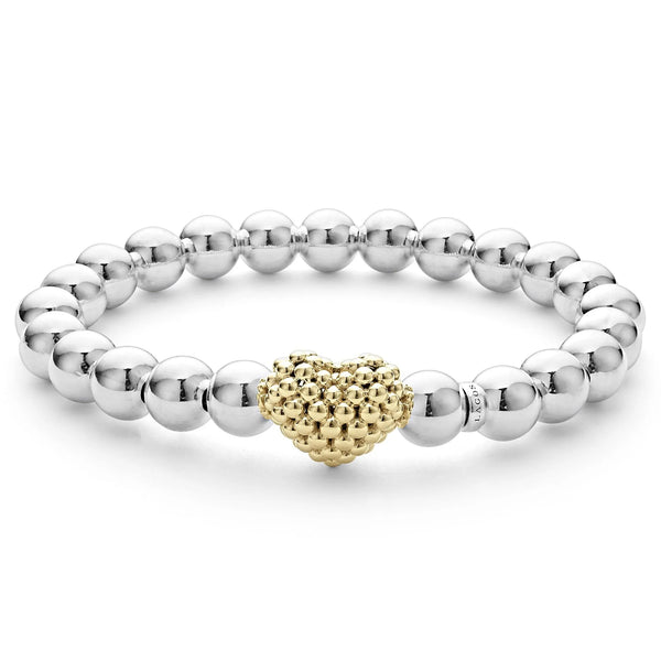 Stretch Gold Heart Bead Bracelet
