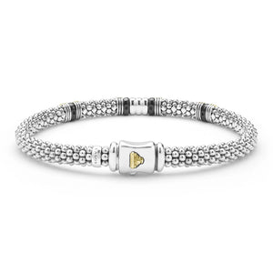 Two-Tone Black Ceramic Station Diamond Bracelet | 6mm