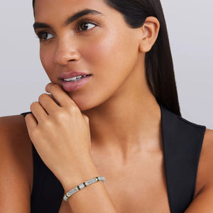 Two-Tone Black Ceramic Station Diamond Bracelet | 6mm